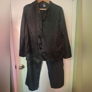 Black Satin Two-Piece Lounge Set